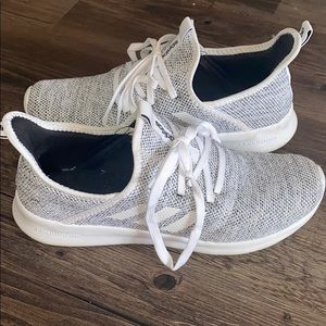 Adidas black and white athletic shoes